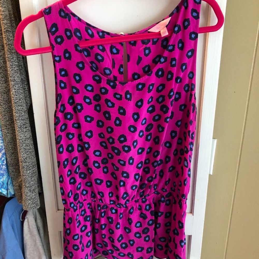 Lilly Pulitzer Cheetah Peplum Tank XL